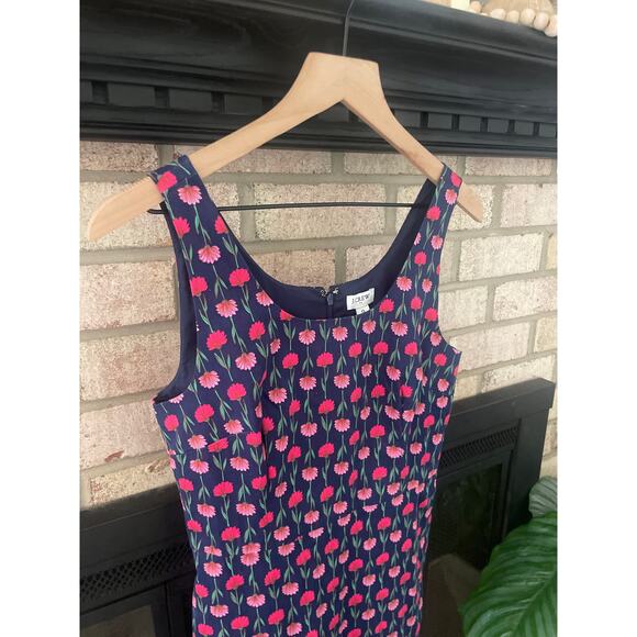 NWT J. Crew Floral Sheath Dress Size 0 Navy Blue Sleeveless Mini - Picture 5 of 9